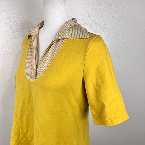 Every Body Every Wear Shirt Dress Women Large Yellow Collared Short Sleeve ALine - Picture 10 of 13